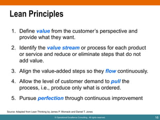 © Operational Excellence Consulting. All rights reserved. 16
Lean Principles
1. Define value from the customer’s perspecti...