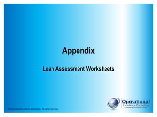 © Operational Excellence Consulting. All rights reserved.
Appendix
Lean Assessment Worksheets
 