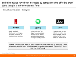 © Operational Excellence Consulting. All rights reserved. 25
Entire industries have been disrupted by companies who offer ...