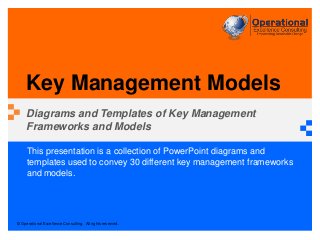 © Operational Excellence Consulting. All rights reserved.
This presentation is a collection of PowerPoint diagrams and
templates used to convey 30 different key management frameworks
and models.
Key Management Models
Diagrams and Templates of Key Management
Frameworks and Models
 