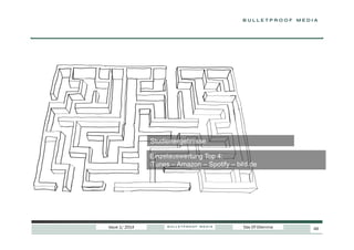 Studienergebnisse
Einzelauswertung Top 4:
iTunes – Amazon – Spotify – bild.de

Issue 1/ 2014

Das DT-Dilemma

49

 