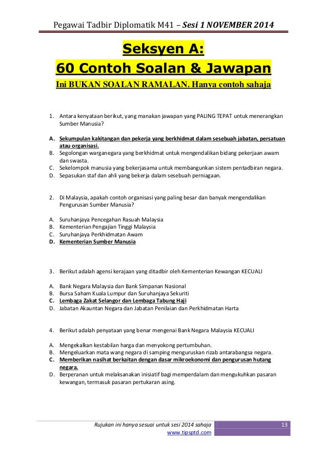 Contoh Soalan Peperiksaan Jpa Gred 19