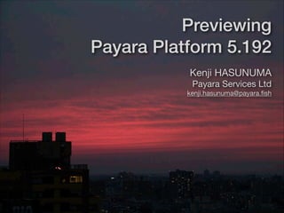 Previewing  
Payara Platform 5.192
Kenji HASUNUMA

Payara Services Ltd

kenji.hasunuma@payara.ﬁsh
 
