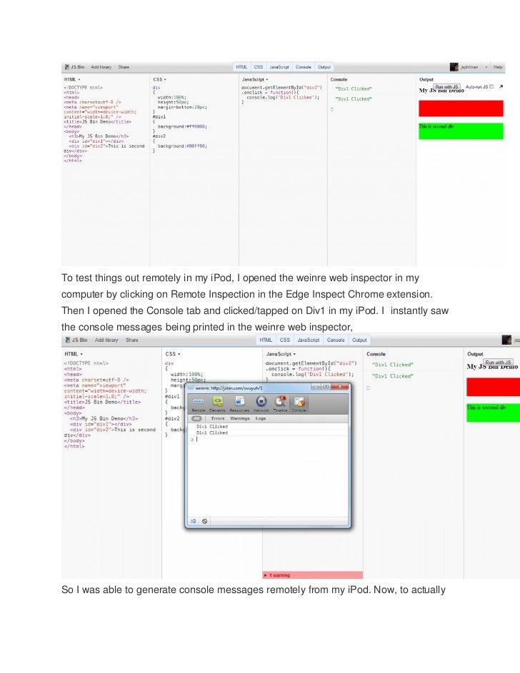 Previewing JSBin output in mobile devices using Adobe Edge Inspect