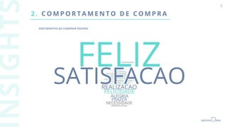 5
2 . C O M P O R T A M E N T O D E C O M P R A
SENTIMENTOS AO COMPRAR ROUPAS
 