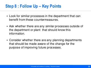 © Operational Excellence Consulting. All rights reserved. 28
Step 8 : Follow Up – Key Points
• Look for similar processes ...