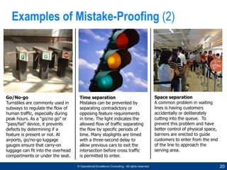 © Operational Excellence Consulting. All rights reserved. 20
Examples of Mistake-Proofing (2)
Go/No-go
Turnstiles are comm...