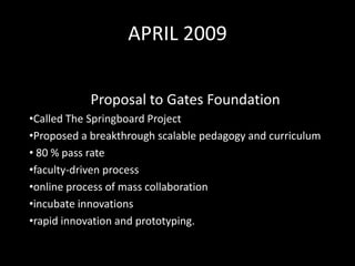 Evolution of How to do the WorkJuly 2007The First Concept Piece60 to 80 or Bust – Making community college basic skills programs hold and work for under-educated low-income Americans   