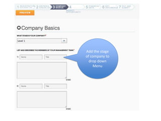 Add the stage
of company to
  drop down
    Menu
 