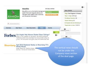 The vertical news should
   not be under the
 Company news section
   of the deal page.
 