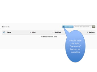 Should have
  an “Add
Document”
 button for
 investors
 