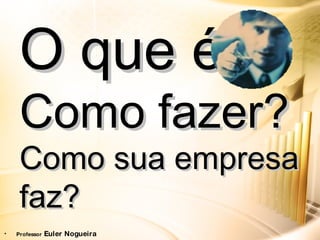O que é? Como fazer? Como sua empresa faz? Professor  Euler Nogueira 