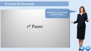 Previsão de Demanda
O gráfico que mostra a demanda
de refrigerante nos últimos anos
é nossa série histórica, que
também pode ser chamada de
demanda real
Agora irei fazer os três primeiros
passos da previsão.
 