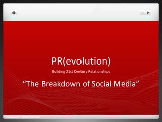 PR(evolution) Building 21st Century Relationships “ The Breakdown of Social Media” ®Jessica Ayers | Jacob Summers 