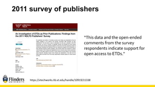 Leveraging the ETD as a pathway to broader discussions about openness in a university