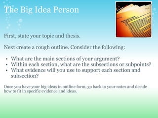 Prewriting, brainstorming, and outlining | PPT