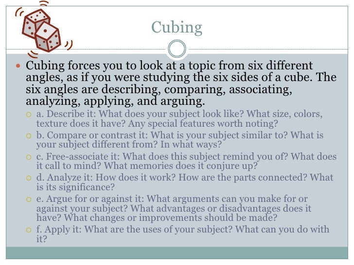 example of cubing in writing