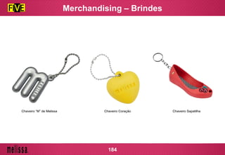 Chaveiro “M” de Melissa Chaveiro Coração Chaveiro Sapatilha
Merchandising – Brindes
184
 