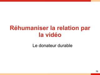 Réhumaniser la relation par la vidéo Le donateur durable 