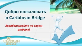 Добро пожаловать
в Caribbean Bridge
Зарабатывайте на своем
отдыхе!
 
