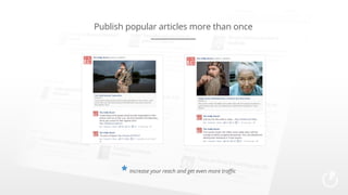 Publish popular articles more than once

* Increase your reach and get even more traffic

 