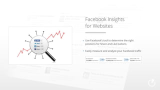 Facebook Insights
for Websites	
Use Facebook’s tool to determine the right
positions for Share and Like buttons
Easily measure and analyze your Facebook traffic

 