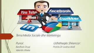 Tema:Media Sociale dhe Marketingu
Punoi: Udhëheqës Shkencor:
Bardhok Oruqi Prof.As.Dr Ledina Alolli
Valentin Xheka
 