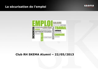 La sécurisation de l’emploi
Club RH SKEMA Alumni – 22/05/2013mploi
 