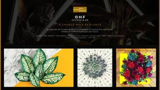OHF 
STUDIO & R P 
À C H AQUE M O I S SA P L A N T E 
Production de 12 oeuvres pour la campagne «À Chaque Mois Sa Plante» 
initiée par l’Office Hollandais des Fleurs. 
• C i b l e : R P , B 2 B J o b : C o n c e p t i o n , D i r e c t i o n d e c r é a t i o n • A n n o n c e u r : O H F, U n i o n E u r o p é e n n e 
• A g e n c e e t p a r t e n a i r e s : V F C R P 
 