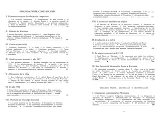 SEGUNDA PARTE. CONSTRUCCIÓN
I. Primeros ensayos de educación campesina
1. Las escuelas ambulantes.- 2. Peregrinación de una escuela y su
ubicación en el campo.- 3. Avelino Siñani y la primera escuela de
Warisata.- 4. Daniel Sanche Bustamante y su política indigenista.-
5. Jesús de Machaca: la masacre como sistema.- 6. Una contradicción
de Sánchez Bustamente ........................................................................................... 59
II. Génesis de Warisata
1. Bailón Mercado y una frase histórica.- 2. Cómo llegamos a Wa
risata y fundación de la Escuela.- 3. Venciendo al medio hostil.- 4. Es-
r fuerzo y trabajo, fundamentos de nuestra pedagogía.- 5. Al margen de
la legalidad .................................................................................................................... 69
III. Gesta organizativa
1. Primeros resultados.- 2. El indio y la cultura vernácula.- 3. La
política tradicional y el indio.- 4. Funciones escolares.- 5. El Carna
val en Warisata.- 6. Los aspectos religiosos.- 7. Actividad múltiple. -
8. Mirando hacia los valles sorateños.- 9. "Algo que deben conocer los
• bolivianos"................................................................................................................... 81
IV. Realizaciones durante el año 1932
J 1. Los primeros maestros.- 2. Rumbos señalados por las experiencias de
1931.- 3. La administración de justicia.- 4. La capilla y las festivi
dades religiosas.- 5. Los transportes, vialidad y comunicaciones.- 6. El
comercio en Warisata.- 7. Una visita de trascendencia.- 8. Sanidad y
deportes.- 9. La Dirección General de Educación Indigenal.......................... 99
V. Afirmación de la obra
1. Las industrias warisateñas.- 2. El deber hasta el sacrificio de la
vida.- 3. La casa de todos los hombres.- 4. La lírica de Warisata.-
5. Efectos de una crónica.- 6. Planes, técnica, régimen de vida, progra
mas.- 7. Conclusiones.- 8. El indio y la guerra del Chaco ....................... 113
VI. El año 1934
1. El sacrificio compartido.-2. El arte en Warisata.- 3. Una experiencia
» con el Parlamento Amauta.- 4. El feudo contra la escuela.- 5. El opre
sor en el banquillo del acusado.- 6. Las luchas por el agua.- 7. Irradia
ción a los valles.................................................................................................... 131
VII. Warisata en el campo nacional
1. La ayuda material de un Presidente.- 2. Fundación de Núcleos
Escolares Campesinos.- 3. Se interrumpe inesperadamente la creación
de Núcleos.- 4. El ministro Peñaranda recorre el país para fundar
escuelas.- 5. El balance de 193&.- 6. El externado y el internado.- 7. El^ fc, j j j
cooperativismo en la escuela.- 8. La primera Asamblea de Maestros
' Indigenistas y nuestra Declaración de Principios.- 9. ¿Escuelas de aldea
o escuela de campo? ...............................................' . . . . - . ;■..?•.. ¡. . - . . ■ . : ................... 1 4 9
VIII. Los núcleos escolares en el país
1. El Director de Warisata en la Dirección General.- 2. Peripecias en
Mojocoya y otros núcleos.- 3. Una invención centrípeto-centrífuga.-
4. Una campaña para conseguir recursos.- 5. Interferencias de la Ofi
cialía Mayor de Asuntos Indígenas.- 6. Un Decreto inoperante y perjudi
cial.- 7. Estrategia de los terratenientes.- 8. Los nuevos Núcleos de
Educación Indigenal.- 9. El Núcleo de Mojocoya.- 10. El Núcleo de
Jesús de Machaca ..................................................................................................... 177
IX.Irradiación a la selva
1. La obra redentora de los frailes.- Fundación del Núcleo de Moré.-
3. Los pioneros de Casarabe.- 4. Noticia acerca de! Núcleo del Cha
pare.- 5. La Escuela Única o Vocacional y su interpretación.- 6. Una
o comisión que viaja a México para "aprender" educación indigenal................. 199
X. La etapa constructiva de 1938
1. Raúl Pérez en Warisata.- 2. En camioneta por todos los confines.-
3. Exploraciones extra-indigenales.- 4. Disquisiciones acerca de la
Escuela Normal de Sucre.- 5. Cuatro personalidades de la nueva gene
ración ..................■ .................................................................................................... 219
XI. Las fuerzas de la reacción frente a Warisata
1. El intelectual extranjero y nuestra obra.- 2. Cómo veía a la escuela
un señor Secretario.- 3. Cómo veía a la Escuela un periodista uru
guayo.- 4. Cómo veían a la escuela diputados orientales y estudian-
» tes.- 5. La actitud de los gamonales.- 6. El día del Indio y la Sociedad
Rural Boliviana.- 7. La respuesta de un indio al Presidente de la So
ciedad Rural.- 8. Interrogaciones a la Sociedad Rural.- 9. Las luchas
en 1939 ........................................................................................................ 233
TERCERA PARTE. EXPANSIÓN Y DESTRUCCIÓN
I. Irradiación continental de Warisata
• 1. El Primer Congreso Indigenista Interamericano.- 2. La delegación in
digenista de Bolivia.- 3. Deliberaciones en Pátzcuaro.- 4. Resultados
del Congreso Indigenista.- 5. La incorporación del indio mexicano a la
• nacionalidad.- 6. Aplicación de técnicas warisateñas en Guatema
la.- 7. La acción indigenista del Ecuador.- 8. El problema del indio
peruano ............................................................................................................................. 249
9
 