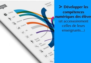 > Développer les
compétences
numériques des élèves
(et accessoirement
celles de leurs
enseignants...)
 