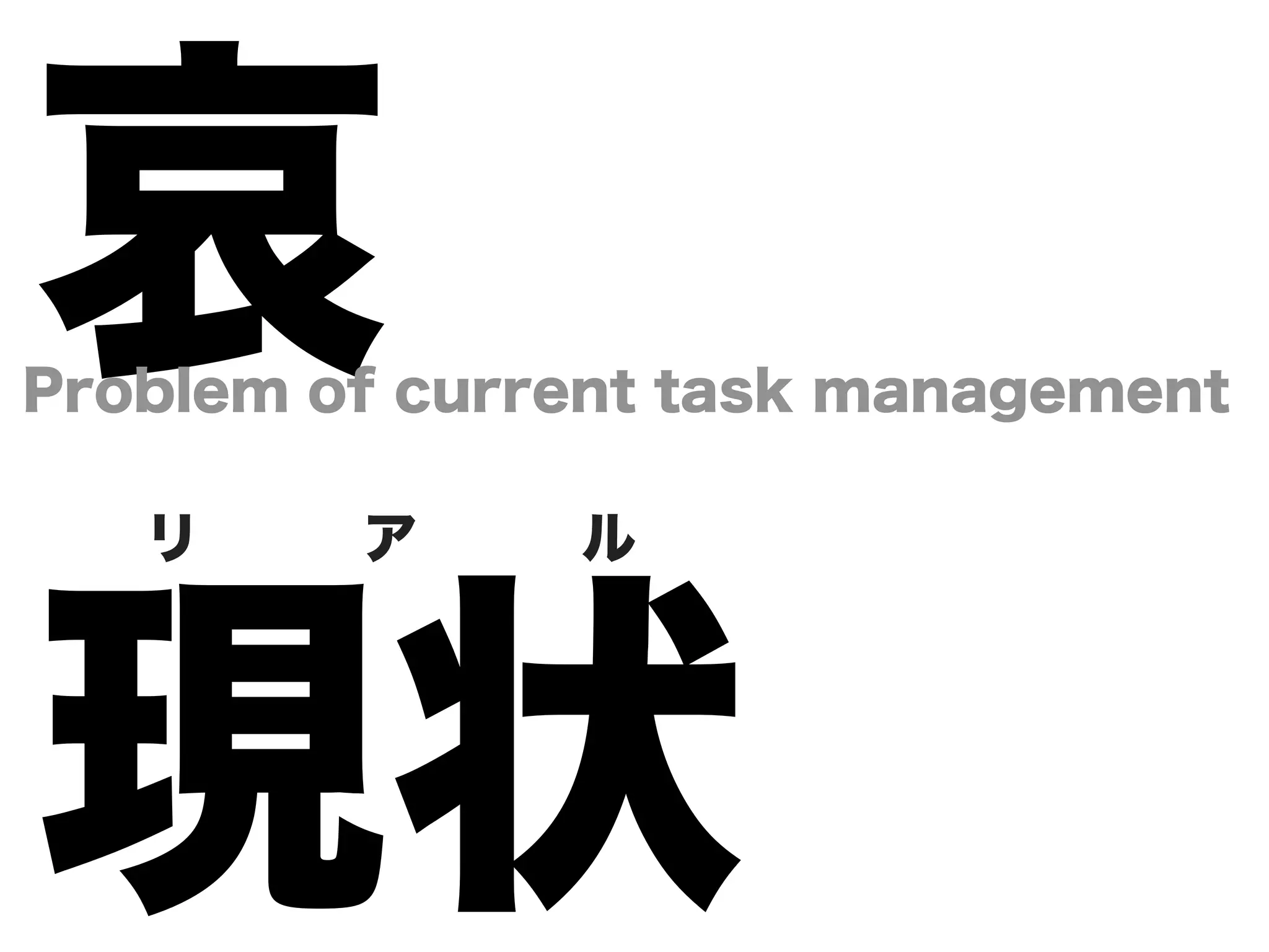 哀
Problem of current task management

   リ   ア   ル




現状
 