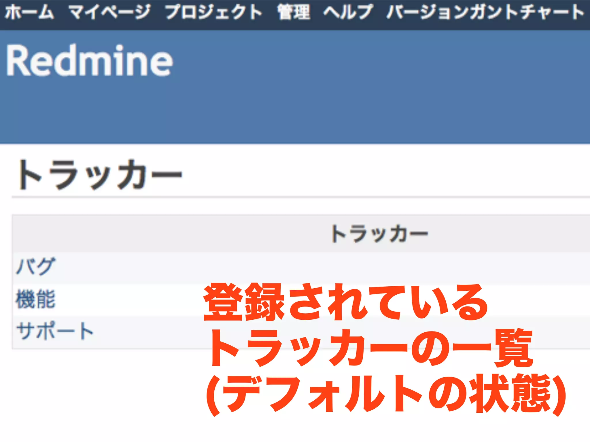 登録されている
トラッカーの一覧
(デフォルトの状態)
 