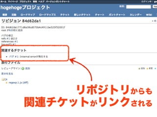 リポジトリからも
関連チケットがリンクされる
 