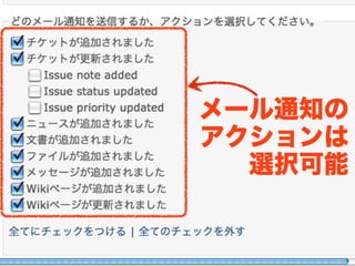メール通知の
アクションは
  選択可能
 