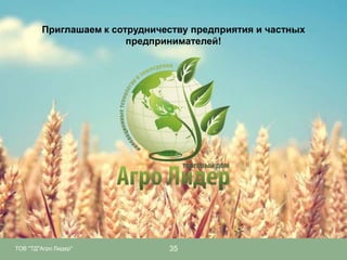 Приглашаем к сотрудничеству предприятия и частных
предпринимателей!

ТОВ "ТД"Агро Лидер"

35

 