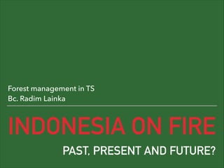 INDONESIA ON FIRE
Forest management in TS 
Bc. Radim Lainka
PAST, PRESENT AND FUTURE?
 