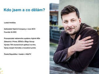 Lukáš Hnilička
Zakladatel Hybrid Company v roce 2015
Founder & CEO
Provozovatel reklamního systému Hybrid ADs
Zákazníci: P...
