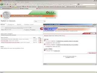 Vyhledávání v databázích – příklady
   Ve většině elektronických zdrojů se vyhledávají především bibliografické
   záznamy o primárních dokumentech, teprve z nalezeného záznamu je odkaz
   na vlastní dokument. V této souvislosti se můžeme setkat s pojmem SFX. SFX
   je link server, který nás naviguje od těchto bibliografických údajů o dokumentu
   k dokumentu samému, k plnému textu, pokud existuje, nebo alespoň
   k abstraktu, a odkazuje vás na další relevantní on-line služby. Vyzkoušet
   můžete SFX – Citation linker na adrese
   http://sfx.is.cuni.cz/sfxlcl3/cgi/core/citation-linker.cgi.




                                SVI FSV UK 2010                                 28
 