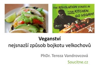 Veganství 
nejsnazší způsob bojkotu velkochovů 
PhDr. Tereza Vandrovcová 
Soucitne.cz 
 