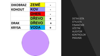 DETAILISTA
STYLISTA
FINANČNÍK
ÚČETNÍ
AUDITOR
KONTROLOR
PRÁVNÍK
 