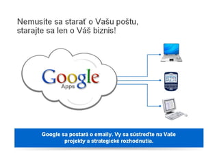 •  plánovanie stretnutí, organizavanie (podobne ako v MS Outlook) •  automatické pripomienky v predstihu emailom, či dokonca cez SMS na telefón •  podpora offline režimu Kalendár •  zdielanie kalendárov •  synchronizácia udalostí a  kontaktov 