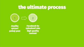 the ultimate process
1 2
Značka
vytvorí pekný
post
Facebook ho
vyhodnotí ako
high quality
content
 