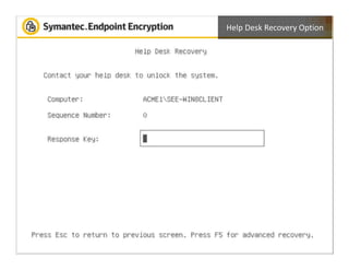 Help Desk Recovery Option
 