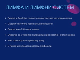 Sistem za cirkulaciju - krv i limfa