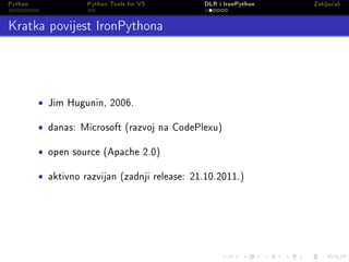 Python Tools for Visual Studio: Python na Microsoftovom .NET-u | PDF