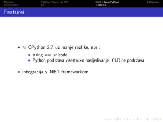Python Tools for Visual Studio: Python na Microsoftovom .NET-u | PDF