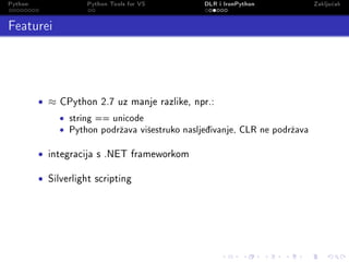 Python Tools for Visual Studio: Python na Microsoftovom .NET-u | PDF
