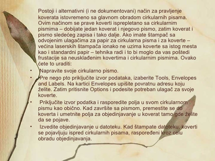 Cirkularna pisma u Word-u