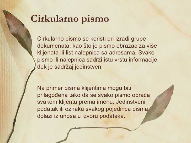 Cirkularna pisma u Word-u